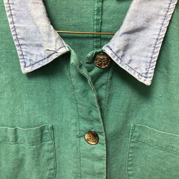 Newport News Jackets & Blazers - Newport News - Green jacket with blue denim collar